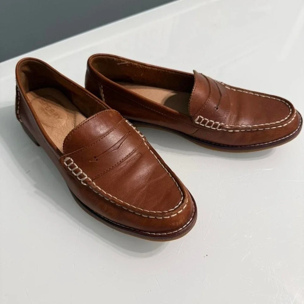 Sperry Brown Leather Penny Loafers Women's Size 7.5